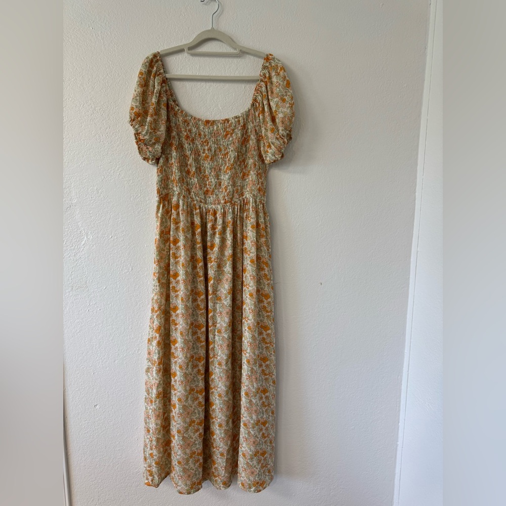 Floral Maxi Dress, Size 2X, Orange,Cream, & Green - Picture 10 of 10